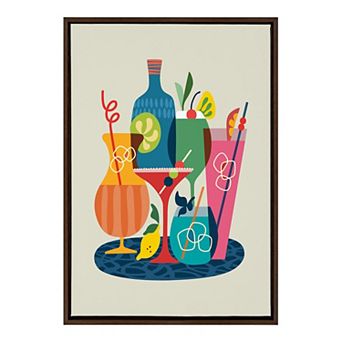 Sylvie Mid Century Modern Cocktails Framed Canvas by Rachel Lee of My Dream Wall