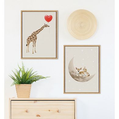 Sylvie Giraffe in Love Framed Canvas by July Art Prints