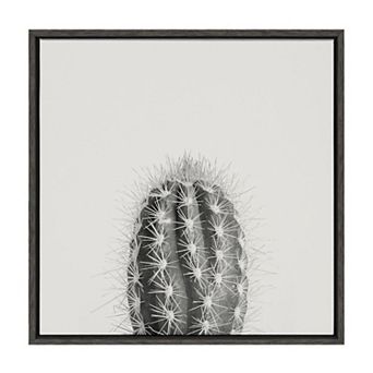 Sylvie Haze Cactus Succulent Tall Framed Canvas by The Creative Bunch Studio