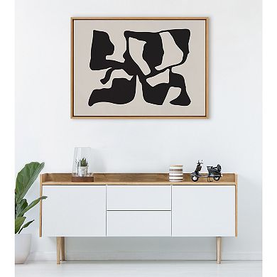 Sylvie Distorted Shapes of Black and Tan Framed Canvas by The Creative Bunch Studio