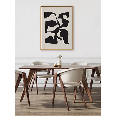 Sylvie Distorted Shapes of Black and Tan Framed Canvas by The Creative Bunch Studio