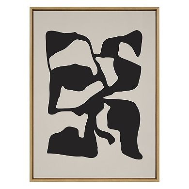 Sylvie Distorted Shapes of Black and Tan Framed Canvas by The Creative Bunch Studio