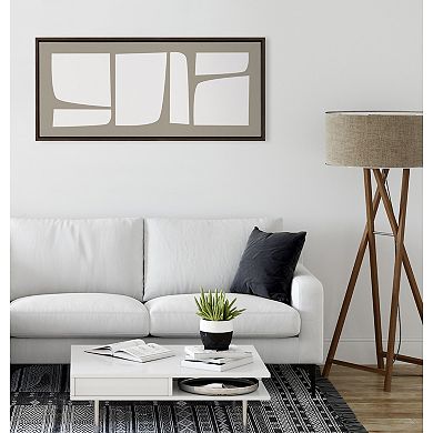 Sylvie Neutral Abstract Shapes Panel Framed Canvas by The Creative Bunch Studio
