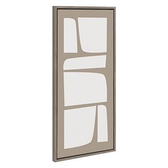 Sylvie Neutral Abstract Shapes Panel Framed Canvas by The Creative Bunch Studio