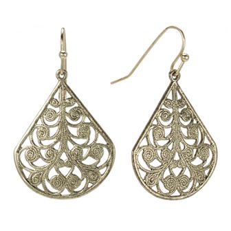 1928 Jet Filigree Teardrop Earrings