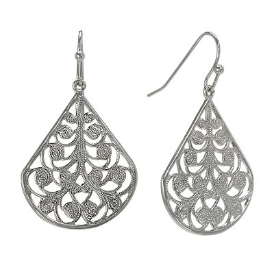 1928 Jet Filigree Teardrop Earrings