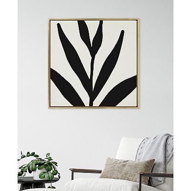 Sylvie Modern Botanical Neutral Abstract 1 Framed Canvas by The Creative Bunch Studio