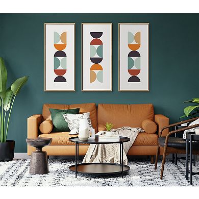 Sylvie Circles and Curves Retro Color Framed Canvas by The Creative Bunch Studio
