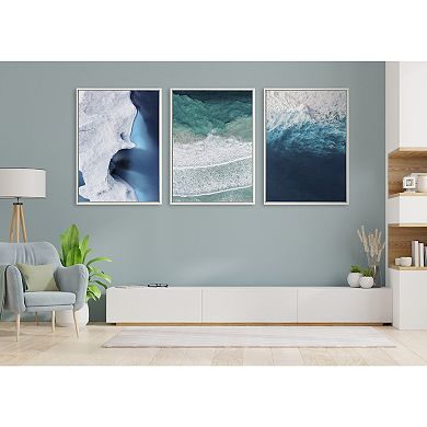 Sylvie Ocean Waves by the Bay Framed Canvas by The Creative Bunch Studio