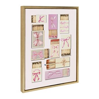 Sylvie Retro Matchboxes Bows Framed Canvas by Honey Island Studio