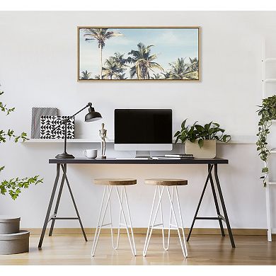 Sylvie Coastal Coconut Palm Tree Beach Framed Canvas by The Creative Bunch Studio