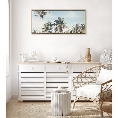 Sylvie Coastal Coconut Palm Tree Beach Framed Canvas by The Creative Bunch Studio