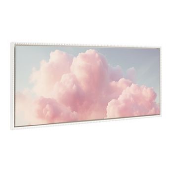 Sylvie Beaded Pink Cotton Candy Clouds Framed Canvas by The Creative Bunch Studio