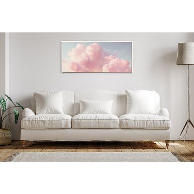 Sylvie Beaded Pink Cotton Candy Clouds Framed Canvas by The Creative Bunch Studio