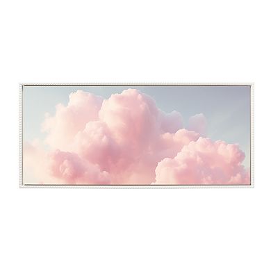 Sylvie Beaded Pink Cotton Candy Clouds Framed Canvas by The Creative Bunch Studio