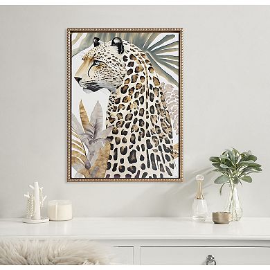 Sylvie Beaded Fern Cheetah Framed Canvas by Inkheart Designs