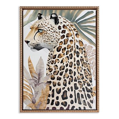 Sylvie Beaded Fern Cheetah Framed Canvas by Inkheart Designs