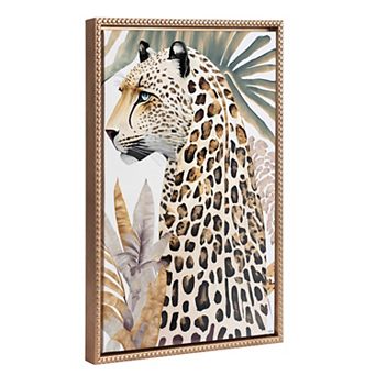 Sylvie Beaded Fern Cheetah Framed Canvas by Inkheart Designs