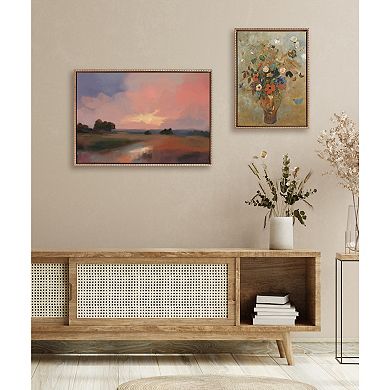 Sylvie Beaded Foothills in the Evening Framed Canvas by Mary Sparrow