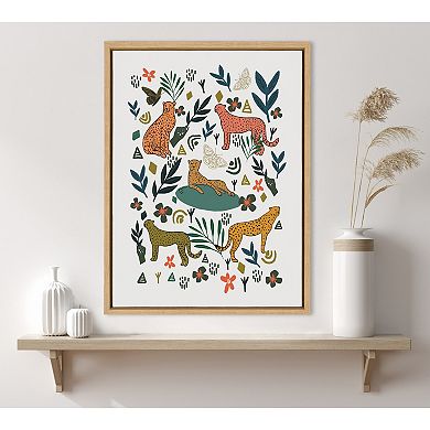 Sylvie Cheetah Coalition White Framed Canvas by Oris Eddu