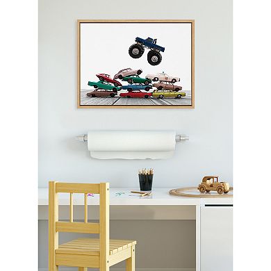 Sylvie Vintage Stacked Matchbox Cars and Monster Truck Framed Canvas by Saint and Sailor Studios
