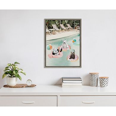 Sylvie Pool Party Framed Canvas by July Art Prints