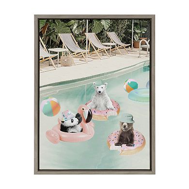 Sylvie Pool Party Framed Canvas by July Art Prints