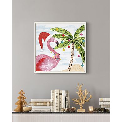 Sylvie Holiday Flamingo Framed Canvas by Sara Berrenson