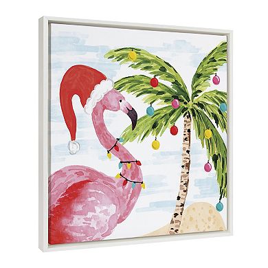 Sylvie Holiday Flamingo Framed Canvas by Sara Berrenson