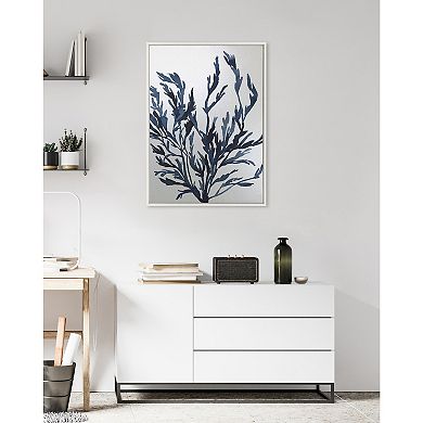Sylvie Blue Ocean Coastal Nautical Coral Watercolor 2 Framed Canvas by The Creative Bunch Studio