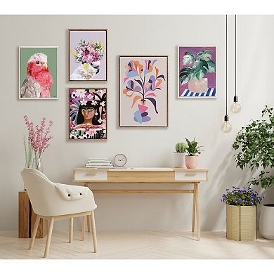Sylvie Beaded Pretty Bird Framed Canvas by Inkheart Designs