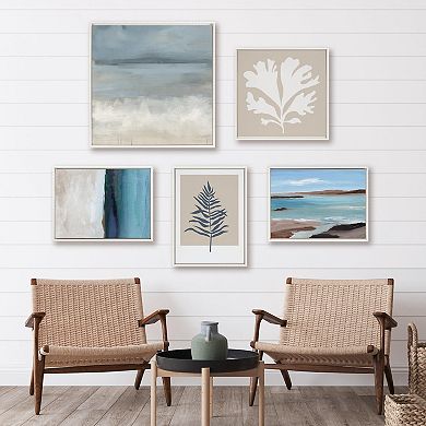 Sylvie Beaded Deep Blue Framed Canvas by Nikita Jariwala