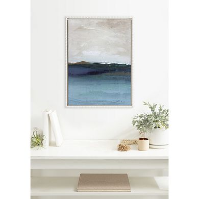 Sylvie Beaded Deep Blue Framed Canvas by Nikita Jariwala