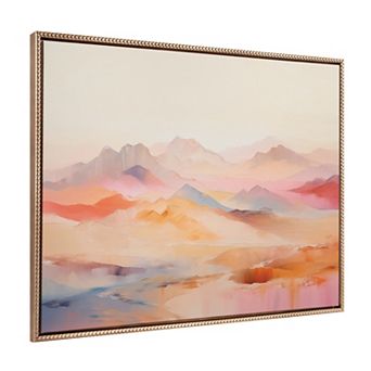 Sylvie Beaded Soft Pastel Mountain Abstract Framed Canvas by The Creative Bunch Studio