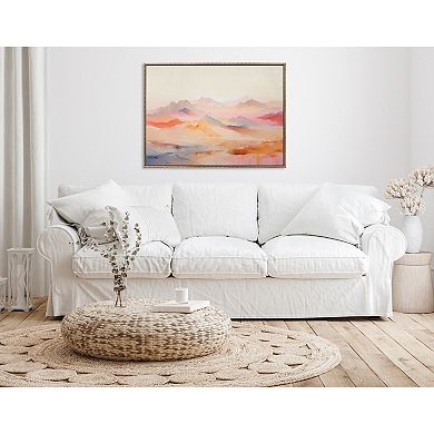Sylvie Beaded Soft Pastel Mountain Abstract Framed Canvas by The Creative Bunch Studio