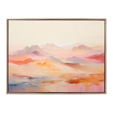 Sylvie Beaded Soft Pastel Mountain Abstract Framed Canvas by The Creative Bunch Studio
