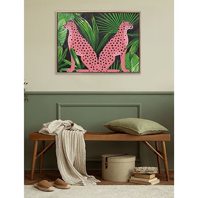 Sylvie Beaded NC Cheetah Jungle Framed Canvas by Nikki Chu