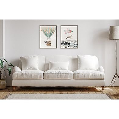 Sylvie Hot Air Balloon Travel Framed Canvas by July Art Prints