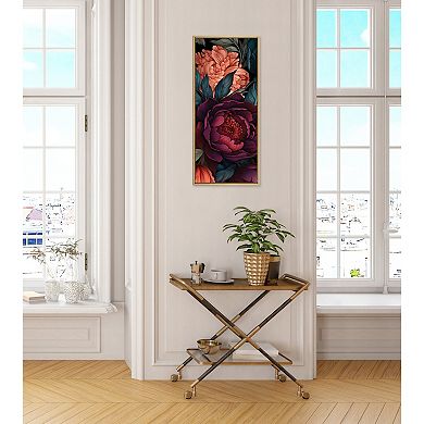 Sylvie Dark Academia Floral in Rich Jewel Tones Framed Canvas by The Creative Bunch Studio