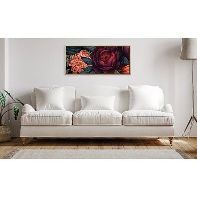 Sylvie Dark Academia Floral in Rich Jewel Tones Framed Canvas by The Creative Bunch Studio