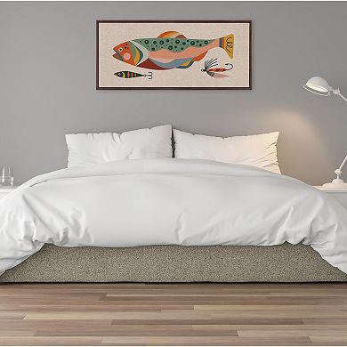 Sylvie Gone Fishing Neutral Linen Texture Framed Canvas by Rachel Lee of My Dream Wall