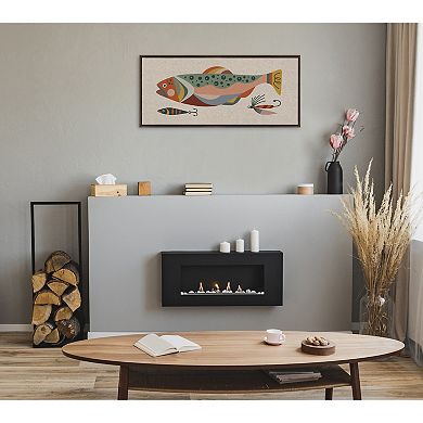 Sylvie Gone Fishing Neutral Linen Texture Framed Canvas by Rachel Lee of My Dream Wall