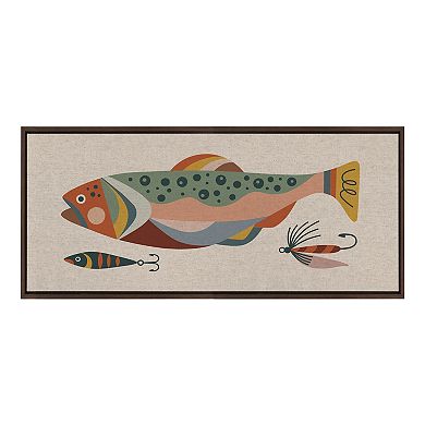 Sylvie Gone Fishing Neutral Linen Texture Framed Canvas by Rachel Lee of My Dream Wall
