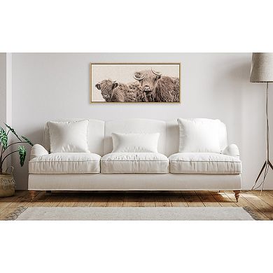 Sylvie Two Highland Cow Best Friends Framed Canvas by The Creative Bunch Studio