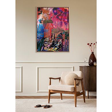 Sylvie Beaded NC Abstract 612 Framed Canvas by Nikki Chu