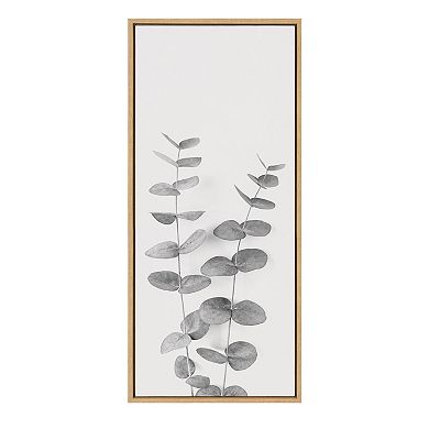 Sylvie Eucalyptus Botanical II Gray and Soft White Framed Canvas by The Creative Bunch Studio