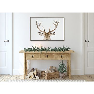 Sylvie Stag Peekaboo Framed Canvas by Amy Peterson Art Studio