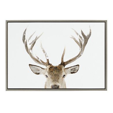 Sylvie Stag Peekaboo Framed Canvas by Amy Peterson Art Studio
