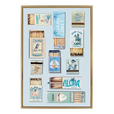 Sylvie Retro Matchbox Blue Coastal Cowgirl Framed Canvas by Honey Island Studio