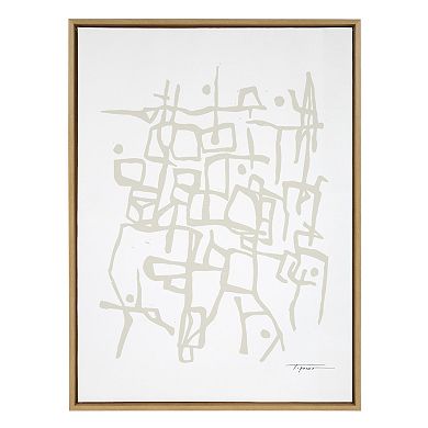 Sylvie Organic Lines Neutral Framed Canvas by Statement Goods